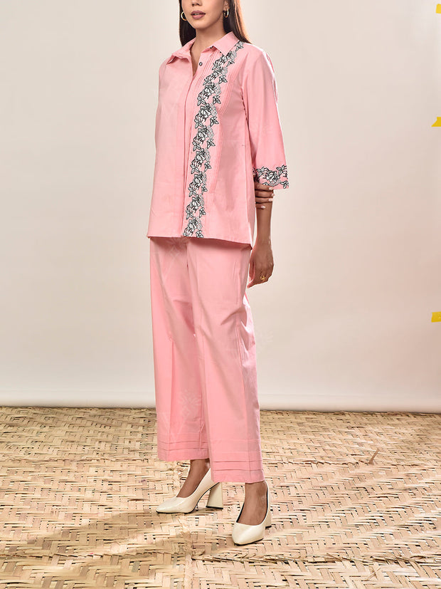 Powder Pink Cotton Co-ord Set