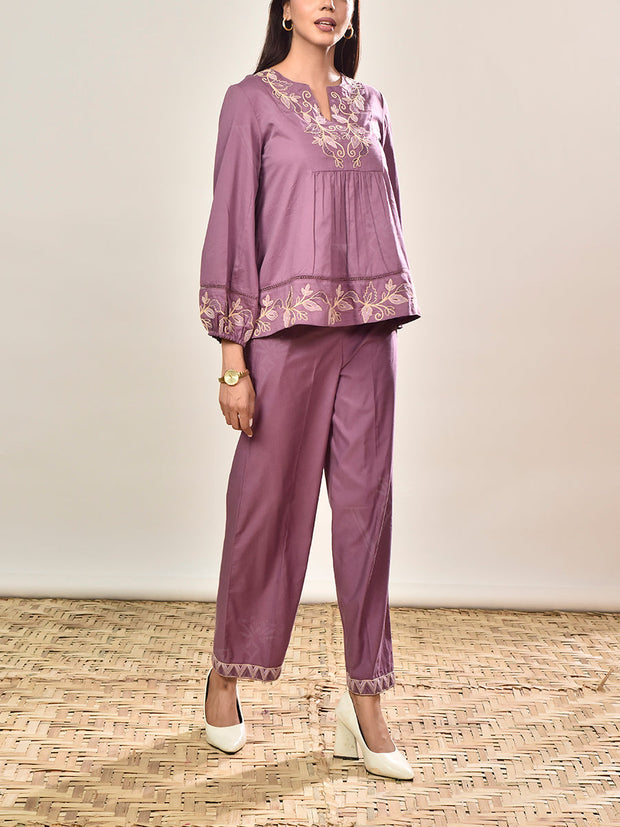 Purple Cotton Co-ord Set