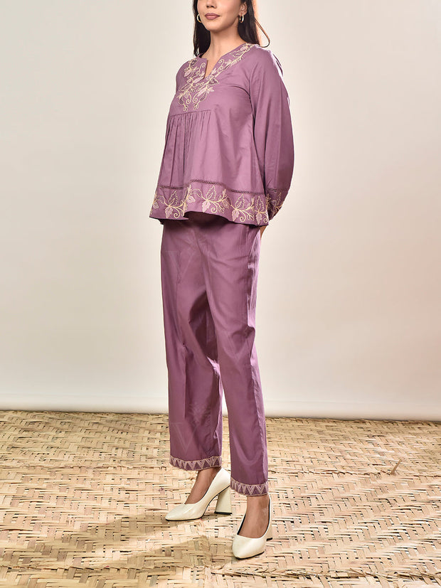 Purple Cotton Co-ord Set