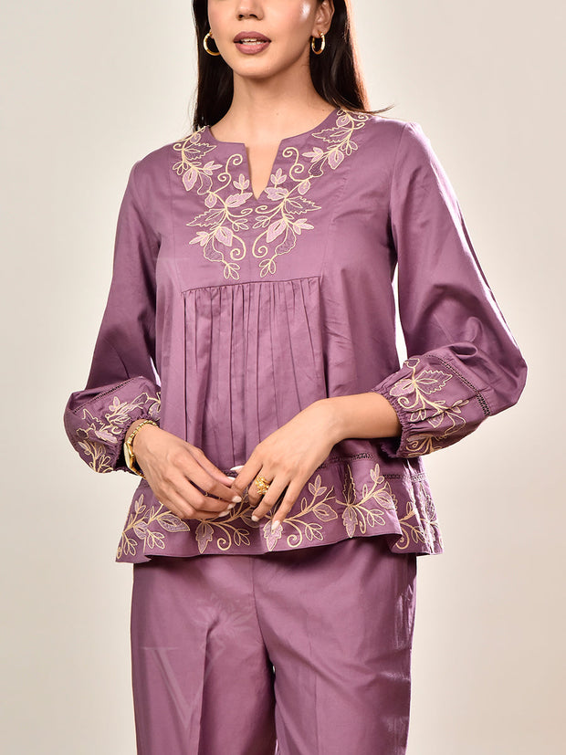 Purple Cotton Co-ord Set