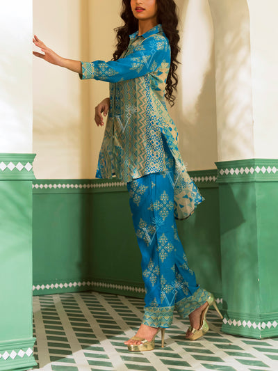 Sky Blue Vasansi Silk Co-ord Set