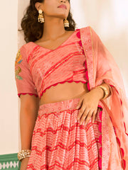 Pink Vasansi Silk Printed Lehenga