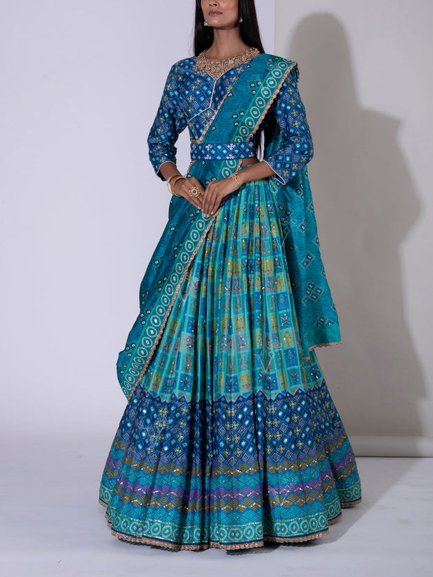 Pale Sea Green Vasansi Silk Lehenga