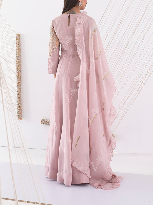 Pink Silk Embroidered Gown