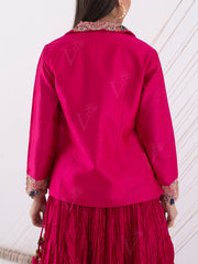 Pink Silk Embroidered Jacket and Skirt Set