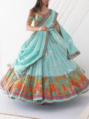 Sea Green Vasansi Silk Lehenga Set