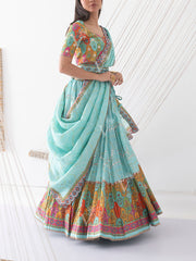 Sea Green Vasansi Silk Lehenga Set