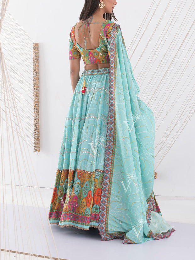 Sea Green Vasansi Silk Lehenga Set