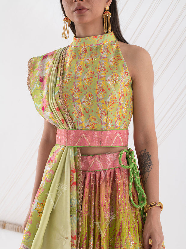 Yellow Vasansi Silk Lehenga Set