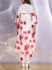 White and Red Vasansi Silk Co-ord Set