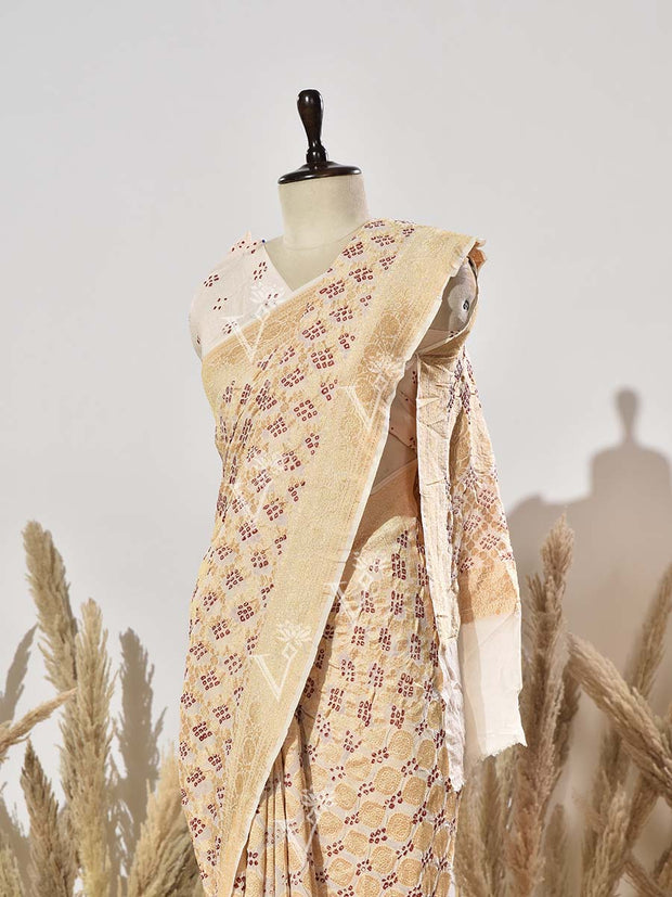 Cream Georgette Saree