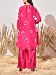 Pink Highlighted Silk Kurta and Pant Set