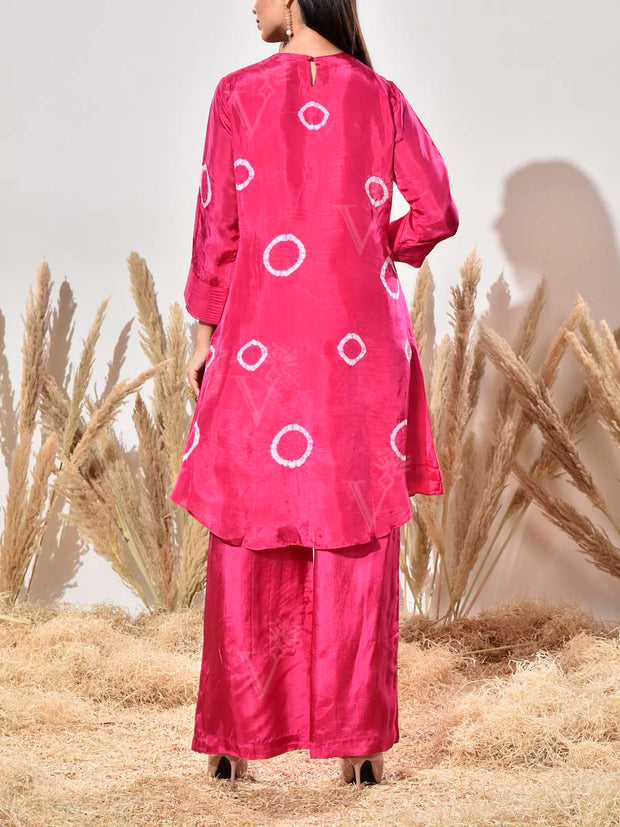 Pink Highlighted Silk Kurta and Pant Set