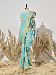 Sky Blue Pure Georgette Bandhani Saree