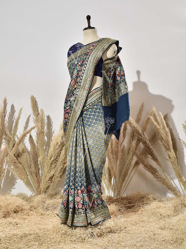 Teal Blue Georgette Saree