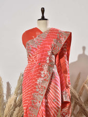 Orange Georgette Gota Patti Saree