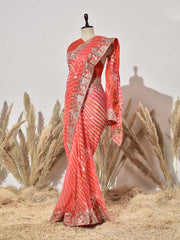 Orange Georgette Gota Patti Saree