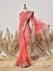 Orange Georgette Gota Patti Saree