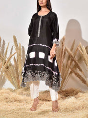 Black Embroidered Silk Kurta and Pant Set