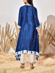 Blue Embroidered Silk Kurta and Pant Set