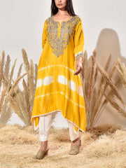 Yellow Embroidered Silk Kurta and Pant Set