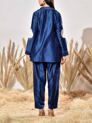 Blue Chanderi Top and Pant Set