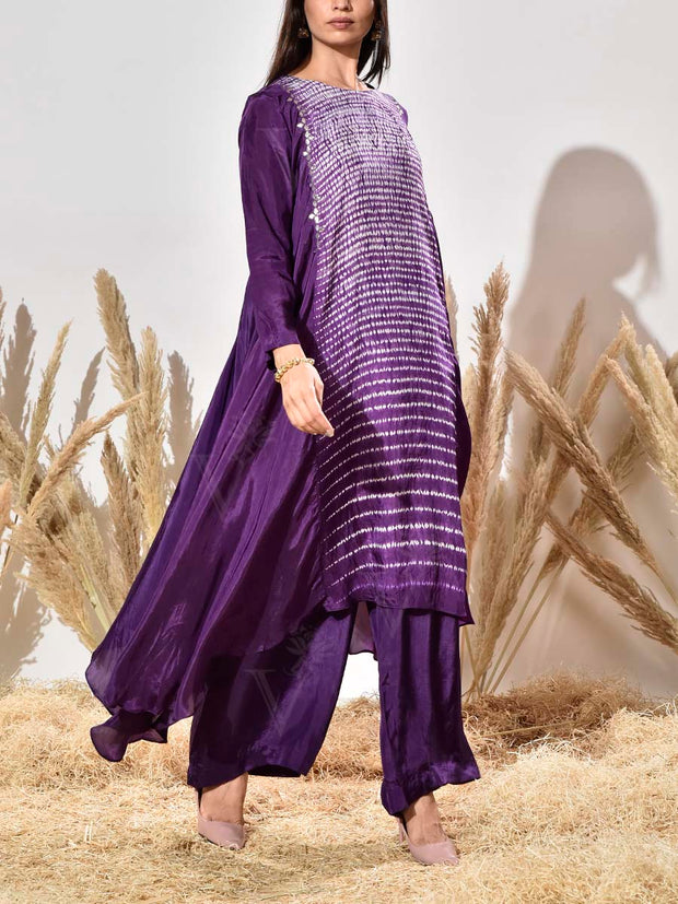 Violet Summer Silk Tunic and Palazzo Set