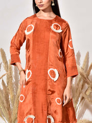 Orange Summer Silk Kurta and Pant Set