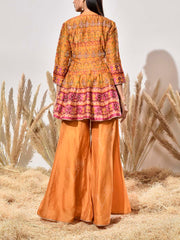 Mustard Vasansi Silk Embroidered Peplum and Palazzo Set