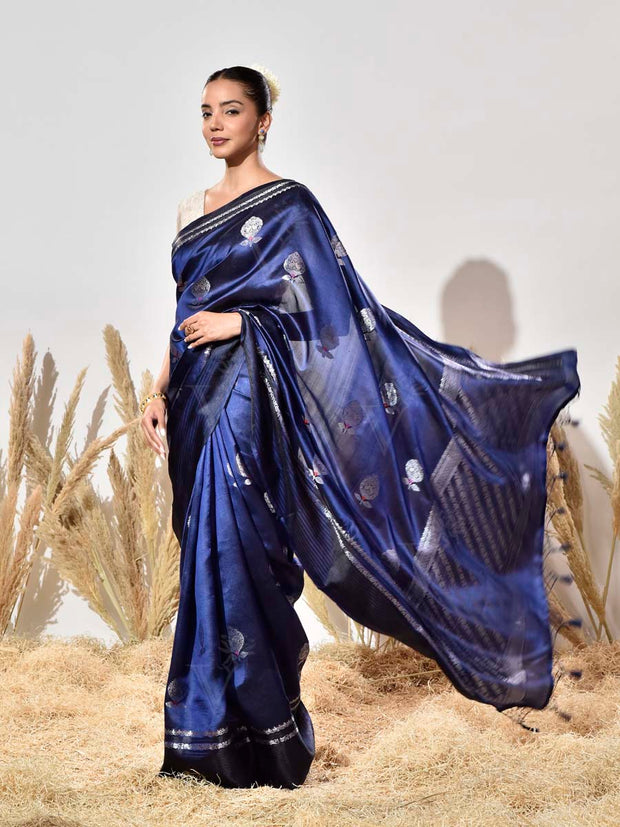 Blue Silk Dupian Saree