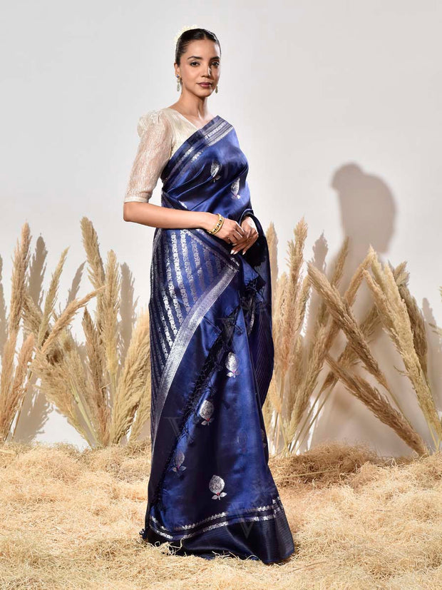 Blue Silk Dupian Saree