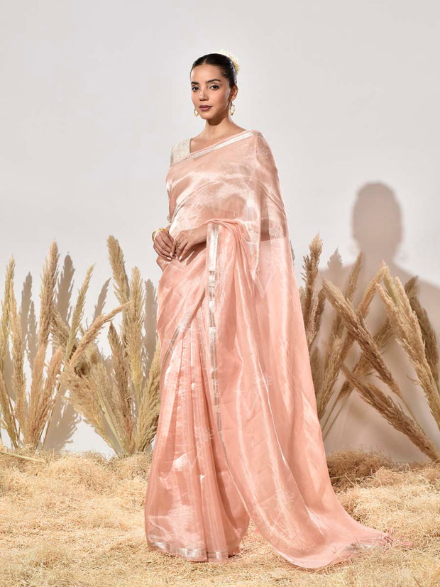 Peach Tissue Silk Saree