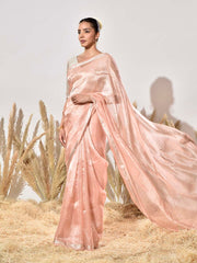 Peach Tissue Silk Saree