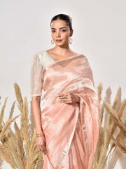 Peach Tissue Silk Saree