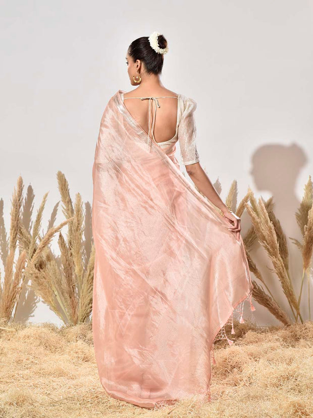 Peach Tissue Silk Saree