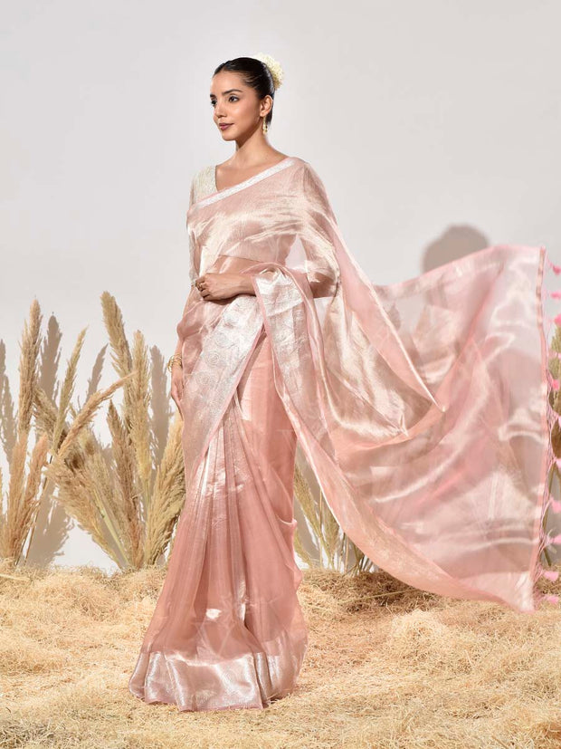 Pink Tissue Silk Saree