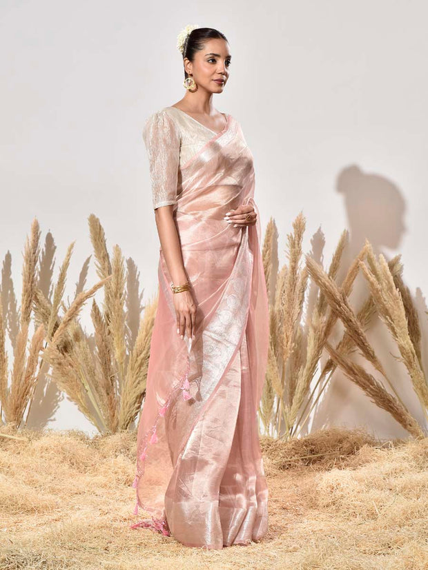 Pink Tissue Silk Saree