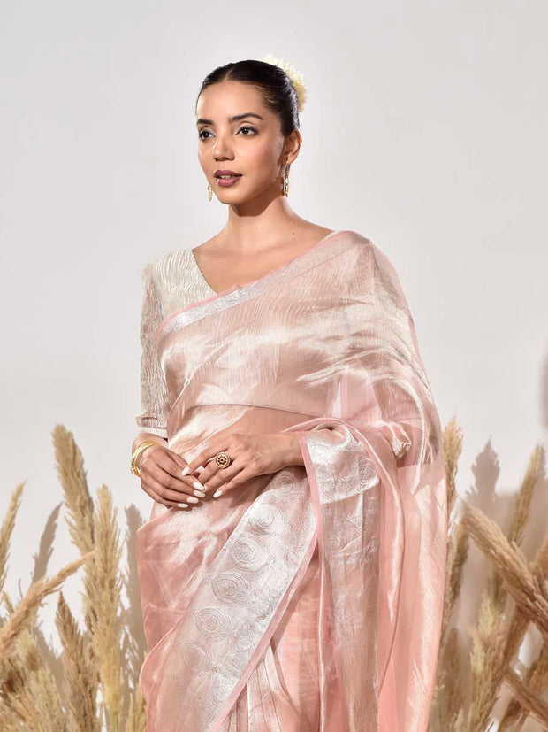 Pink Tissue Silk Saree