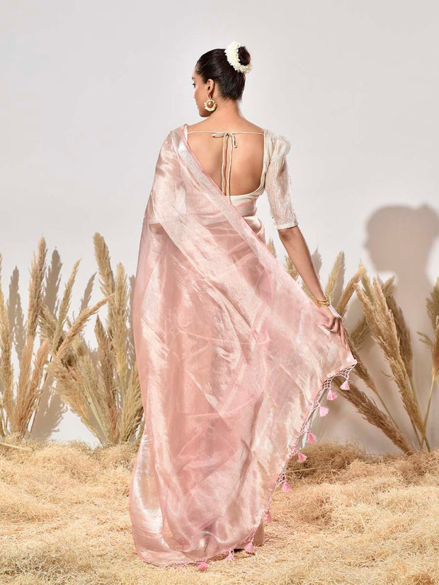 Pink Tissue Silk Saree