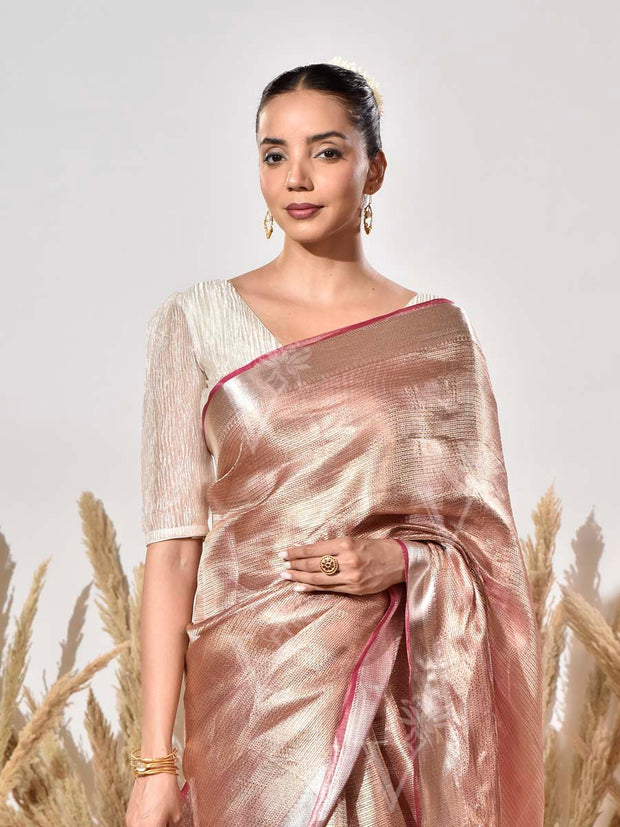 Pink Tissue Kanjeevaram Saree