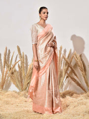 Peach Pure Silk Saree