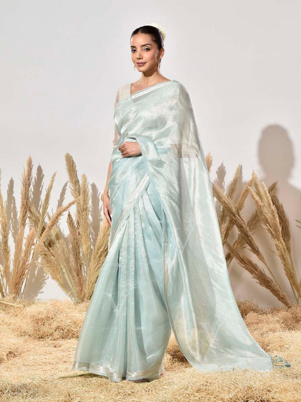 Powder Blue Tissue Silk Saree