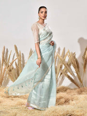 Powder Blue Tissue Silk Saree