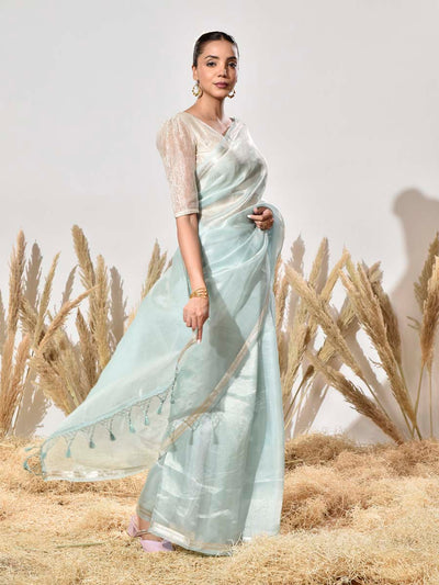 Powder Blue Tissue Silk Saree