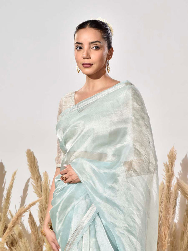 Powder Blue Tissue Silk Saree