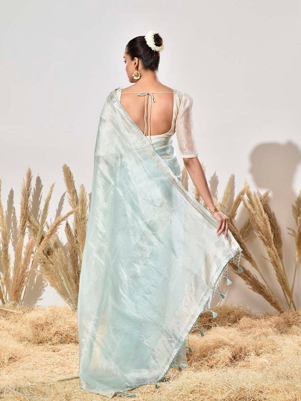 Powder Blue Tissue Silk Saree