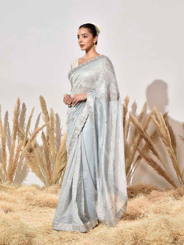 Blue Tissue Saree