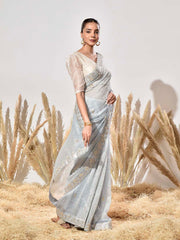 Blue Tissue Saree