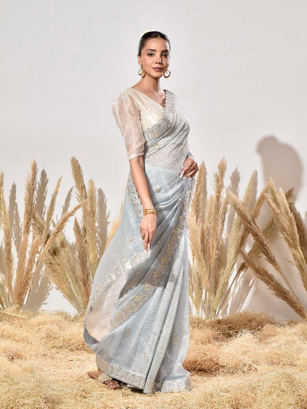 Blue Tissue Saree