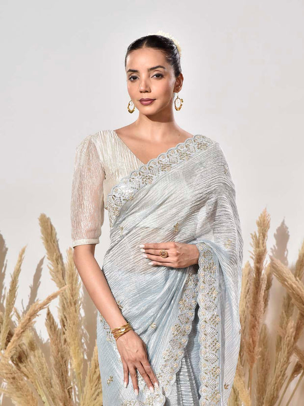 Blue Tissue Saree